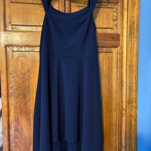 Elegant Navy Blue Off The Shoulder Women's Dress
